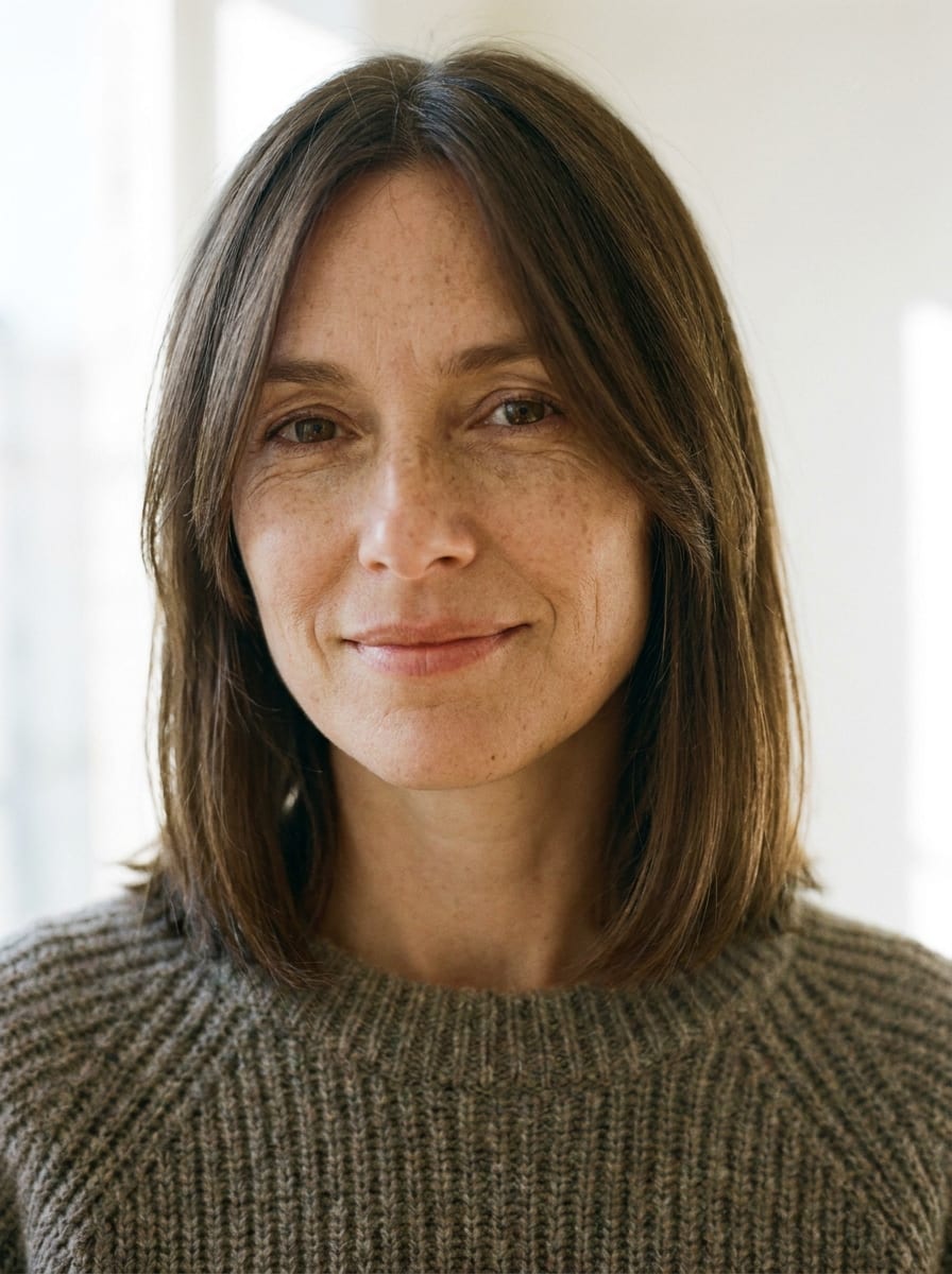 Mittellanger Schnitt mit sanften Face-Framing Layers - Mittellange Frisur für feines Haar